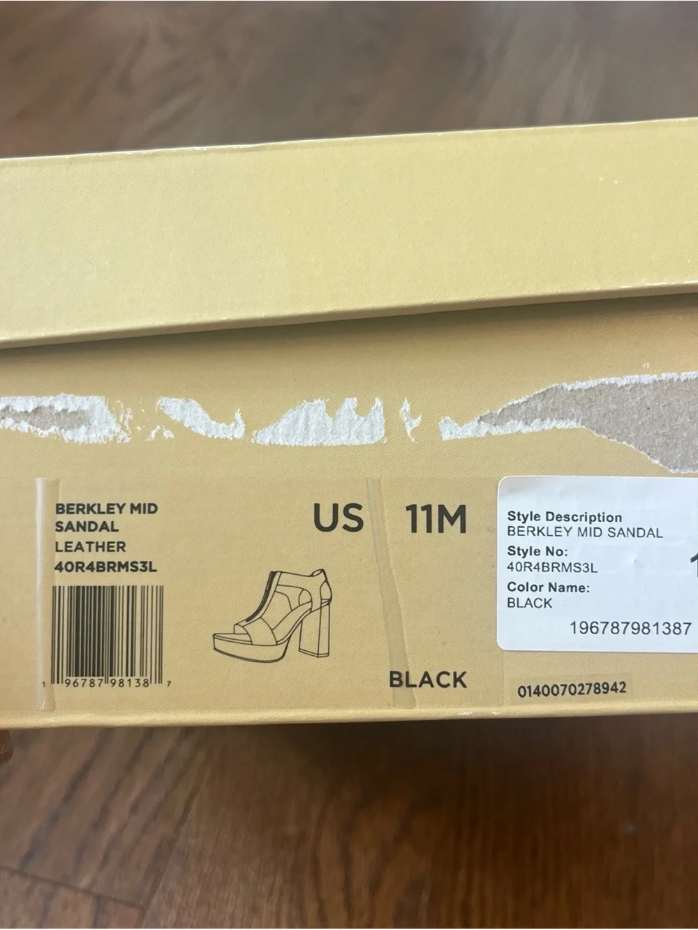 New Michael Kors Black Leather Block-Heel Zip Berkley Platform Sandal sz 11